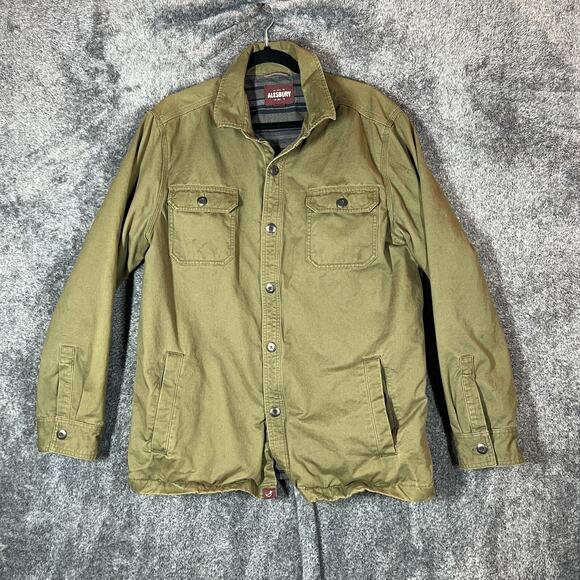 Alesbury Jacket Mens XL Green Flannel Linded Shacket Chore Pockets Barn Heavy - Picture 1 of 11